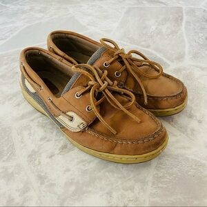 FALLS CREEK tan leather nautical boat shoes size 7.5